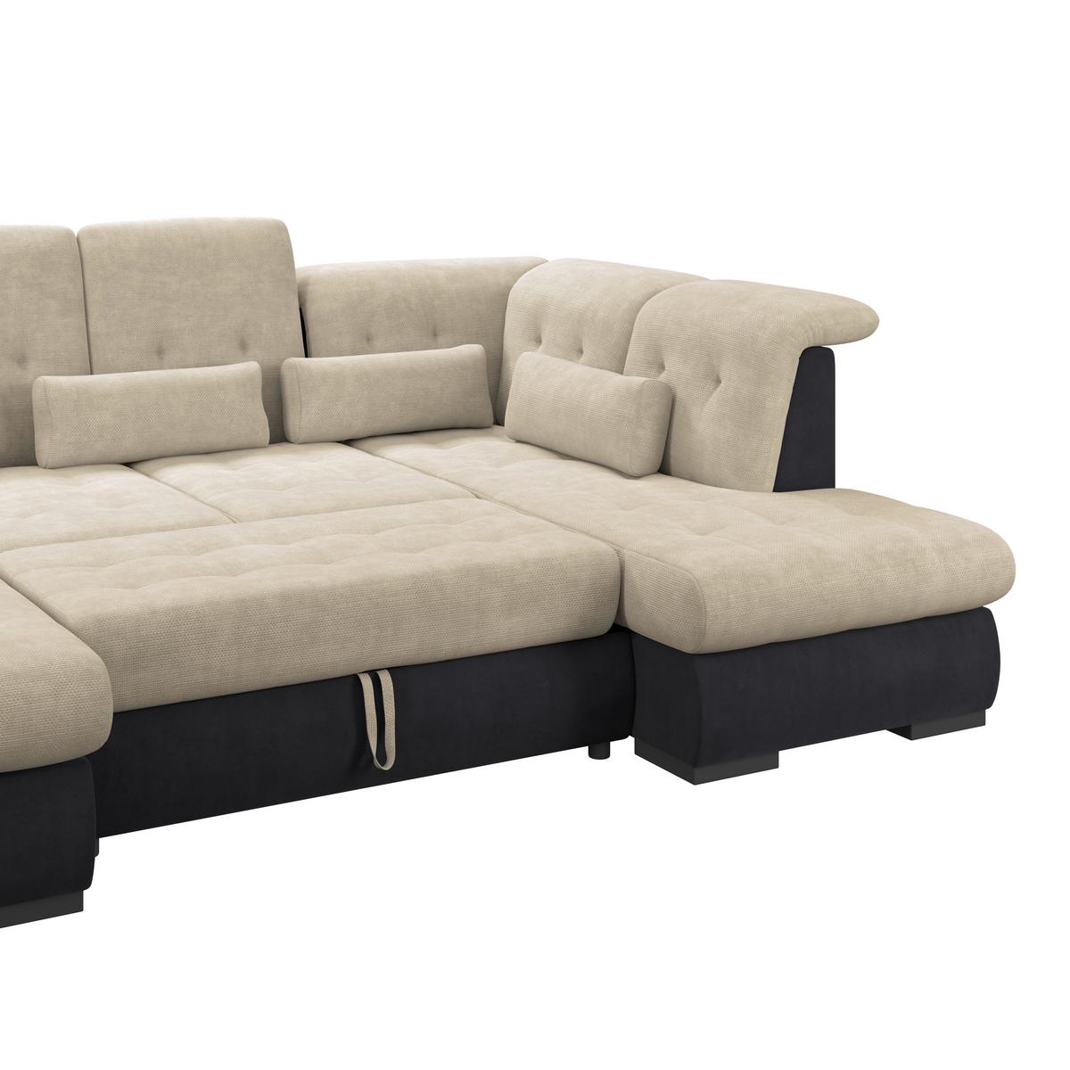 Wohnlandschaft Madera Cremefarben S: 358x212 cm - Anthrazit/Creme, KONVENTIONELL, Kunststoff/Textil (190/358/212cm)