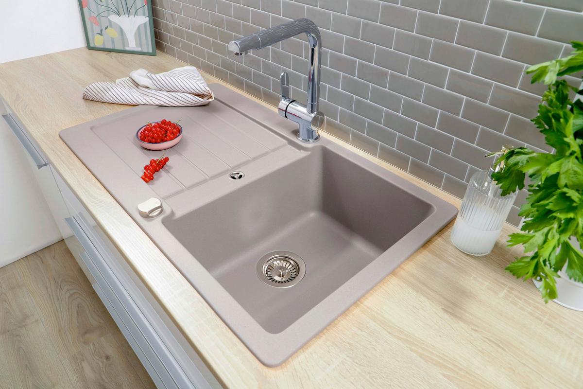 Spüle Austin Grau B: 86 cm - Grau, Design, Stein (86/21/50cm) - Respekta