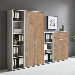 Office Edition B: 257 cm Eichefarben/Grau - Eichefarben/Grau, MODERN, Holzwerkstoff (257/185,6/33cm) - MID.YOU