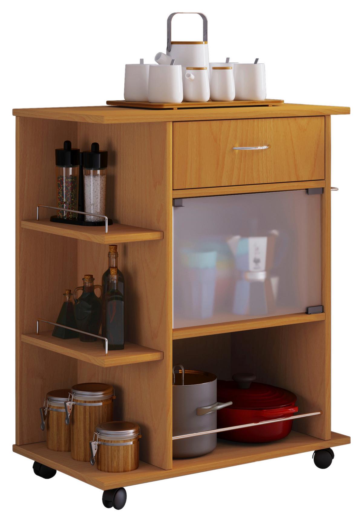 Allzweckwagen Pocis Buchefarben B: 39 cm - Buchefarben, MODERN, Glas/Holzwerkstoff (65/39/80cm) - MID.YOU