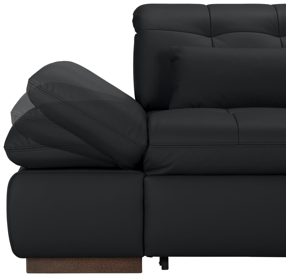 Rohová sedačka SANFINO, pravá, černá pravá kůže - černá/barvy chromu, Konvenční, kov/kůže (305/199cm) - Premium Living