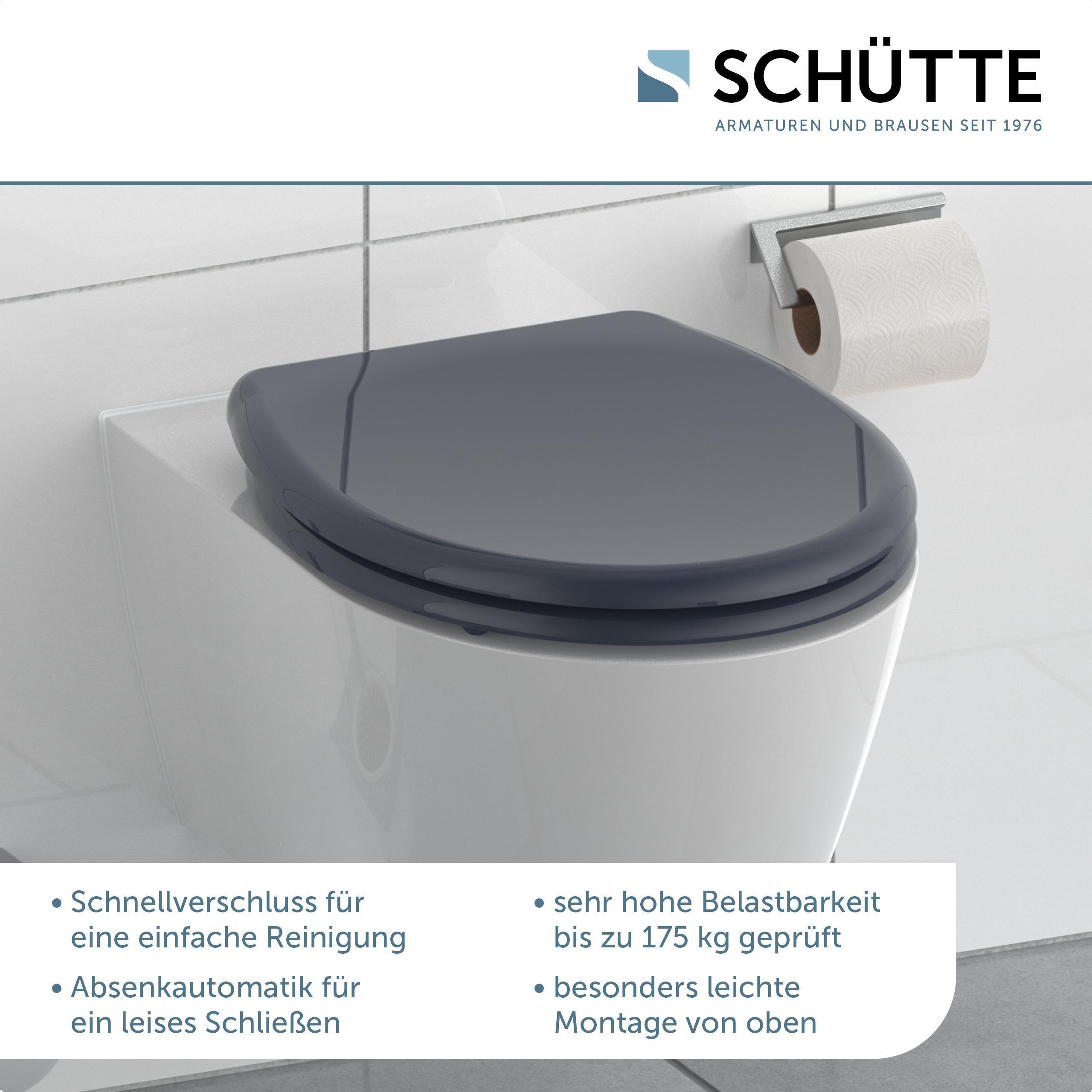 WC-Sitz Anthrazit mit Absenkautomat B: 45 cm - Anthrazit, Basics, Kunststoff (45/5,5/37,5cm) - Schütte