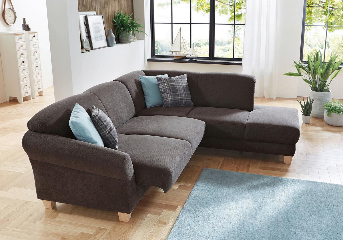 Ecksofa Gotland dunkelbraun mit Bettkasten, 257x212 cm - Dunkelbraun/Naturfarben, KONVENTIONELL, Textil (257/212cm) - Sit & More