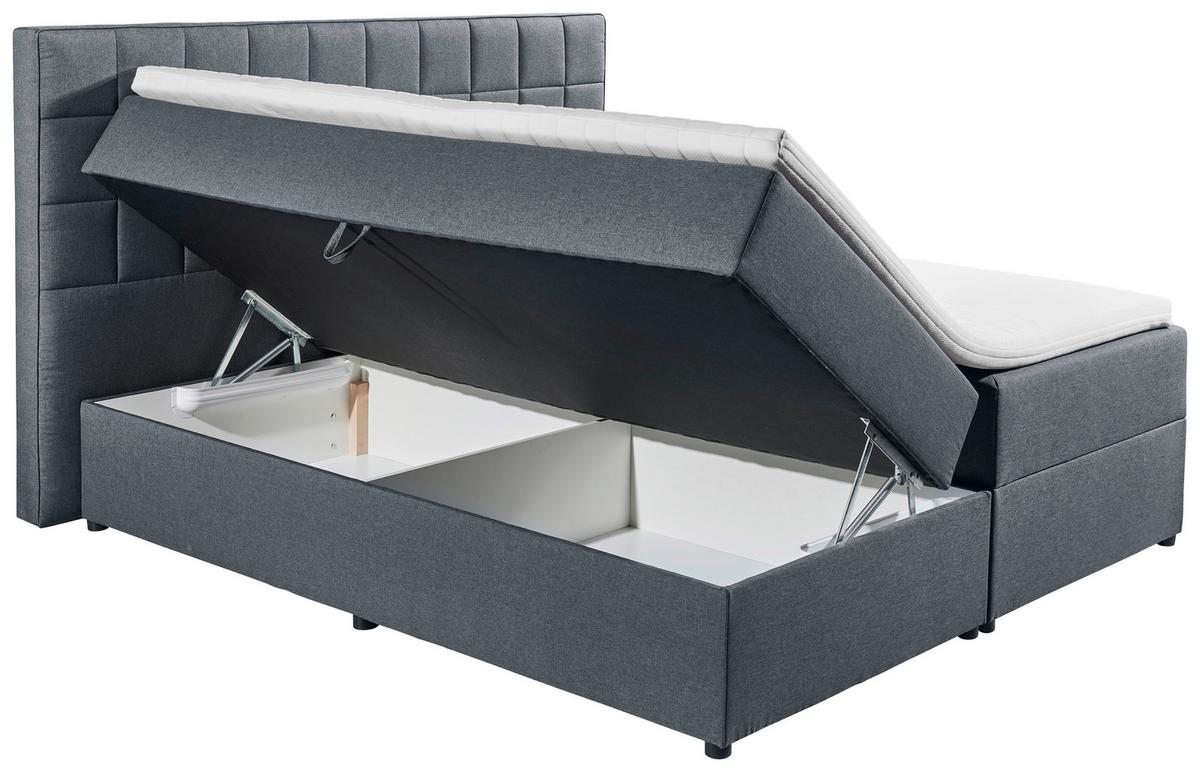 Boxspring postel ALASKA 180x200 cm antracit - antracitová, Basics, kompozitní dřevo/textil (180/200cm) - MID.YOU