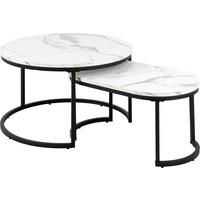 Couchtisch Rund 2er-set Schwarz/weiß - Ahornfarben/Schwarz, Design, Metall (70/70/42cm) - MID.YOU