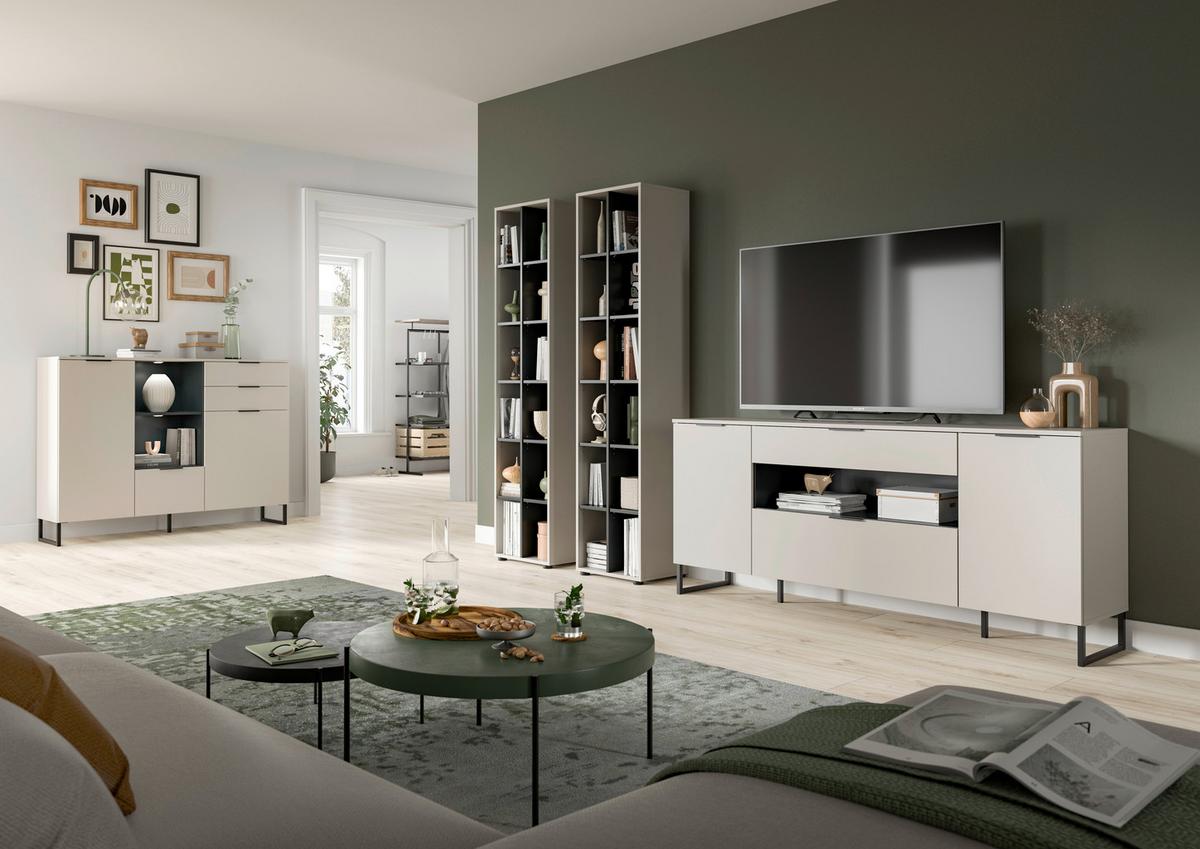 Sideboard Noida Kaschmir B: 185 Cm - Kaschmir/Schwarz, Design, Holzwerkstoff (185/80/41cm) - Livetastic