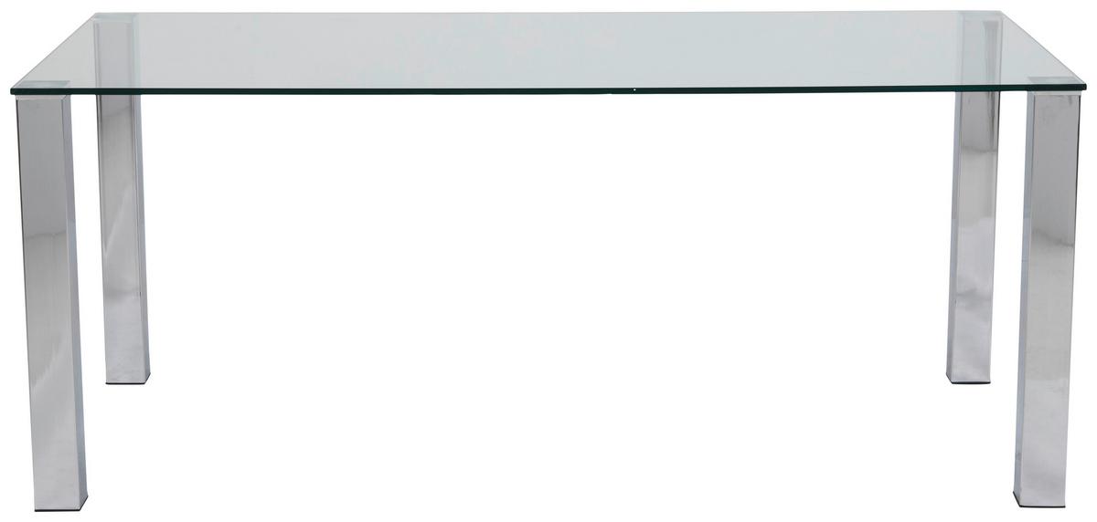 Esstisch Kante 180x90x75 Cm Chromfarben - Chromfarben, KONVENTIONELL, Glas/Metall (180/75/90cm) - MID.YOU