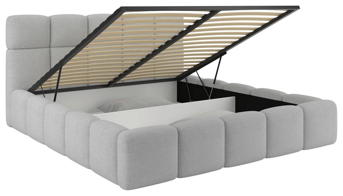 Polsterbett Cloudy M. Matratze Silberfarben, Lf: 180x200 Cm - Silberfarben, Trend, Holz/Holzwerkstoff (180/200cm) - Luca Bessoni