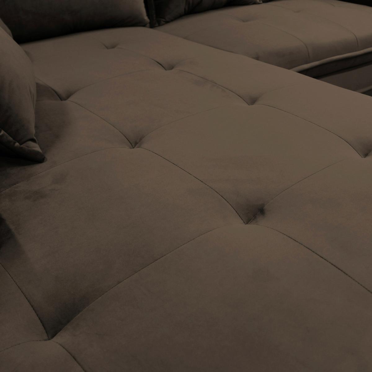 Ecksofa Bello Braun Mit Schlaffunktion Ottomane Links - Schwarz/Braun, Design, Textil (187/277cm) - Livetastic