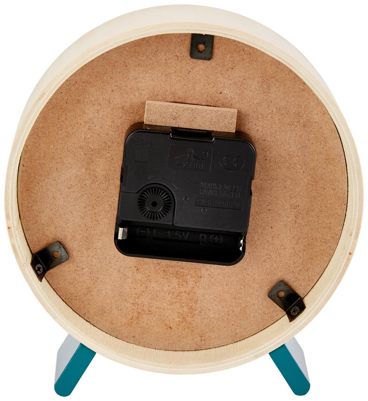 Standuhr Hercules - Blau/Naturfarben, MODERN, Glas/Holz (15/16/4,5cm) - Luca Bessoni