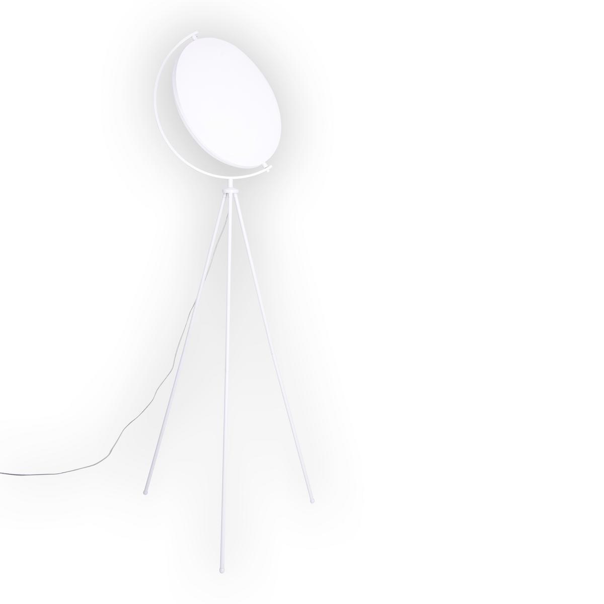 LED-Stehlampe Munega Weiß Rund - Weiß, Design, Kunststoff/Textil (41/156cm) - Näve