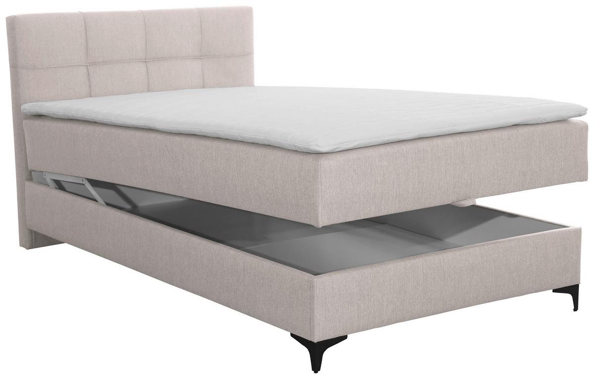 Polsterbett mit Matratze 100x200 Freddie Beige - Beige/Schwarz, KONVENTIONELL, Textil (100/200cm)