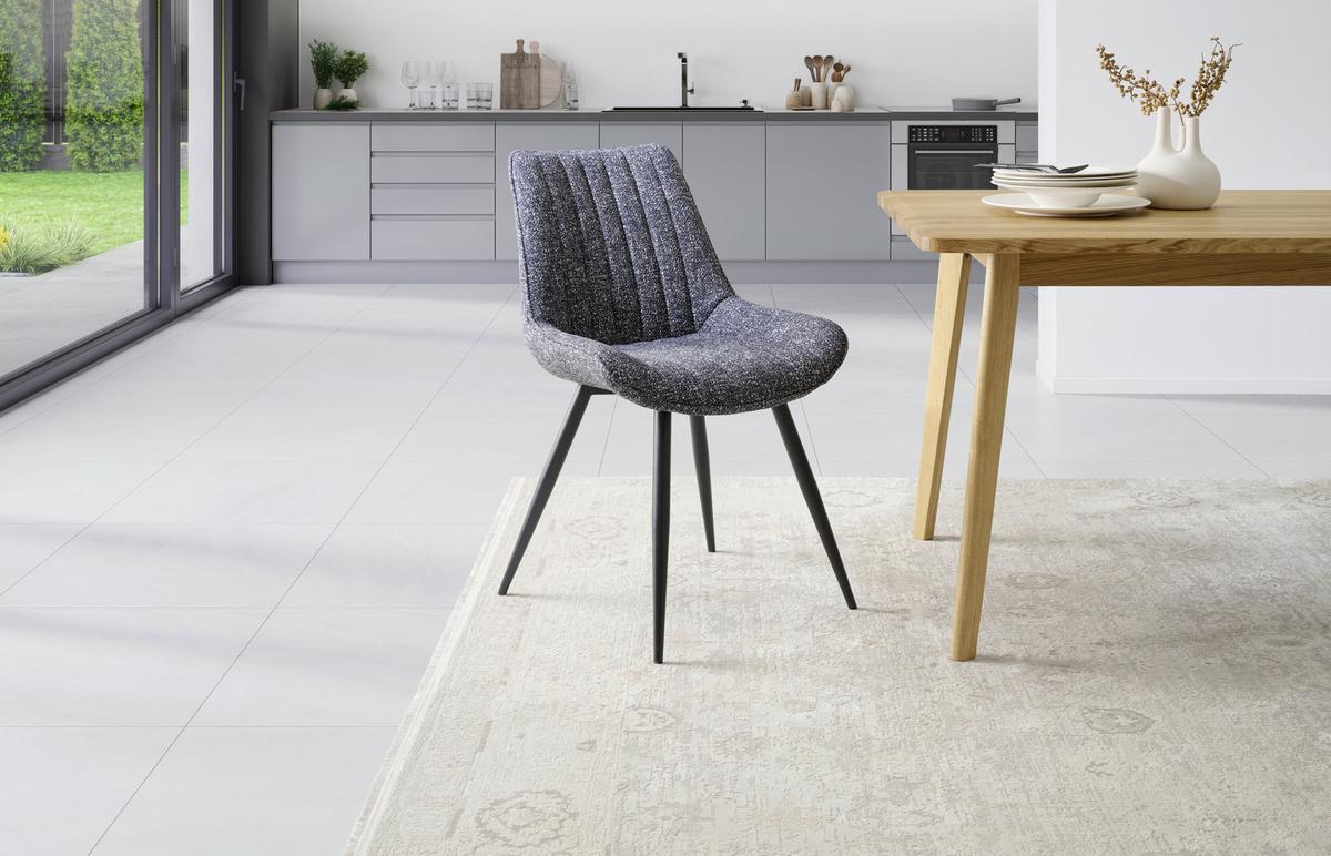 Vierfußstuhl Nikita Leinenoptik Anthrazit, B: 54cm - Anthrazit/Schwarz, KONVENTIONELL, Holz/Textil (54/88/61,5cm) - MID.YOU