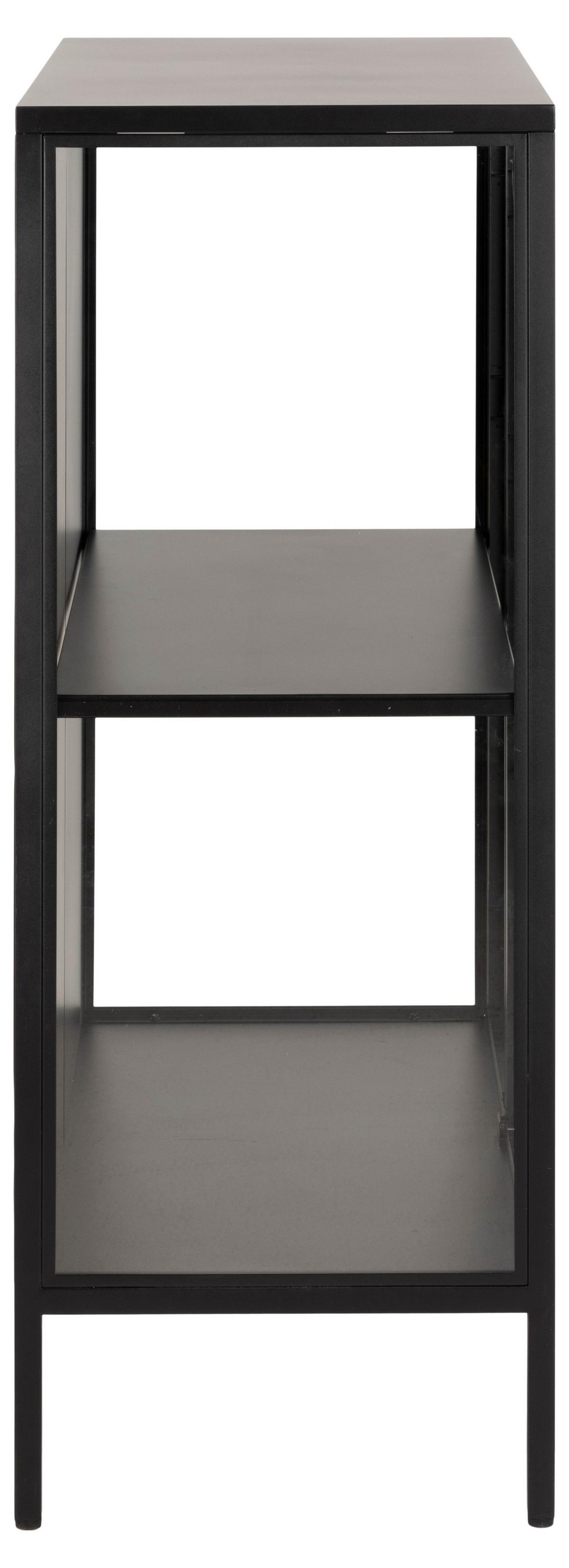 Komoda NEWCASTLE černá matní/kov - černá, Design, kov/sklo (80/98,7/40cm)