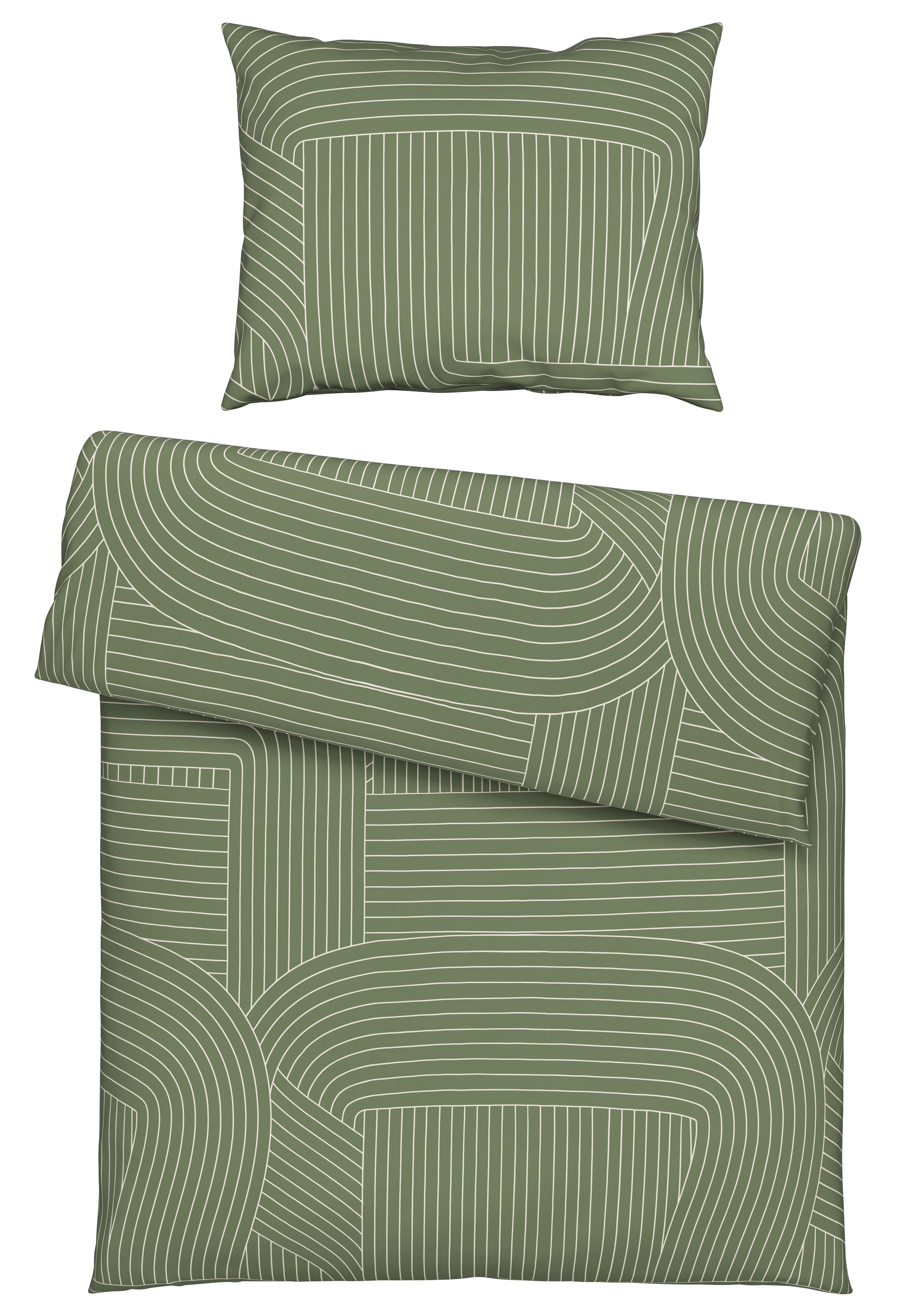 Posteľná Bielizeň Scribble, 140/200cm - zelená/béžová, Moderný, textil (140/200cm) - Modern Living