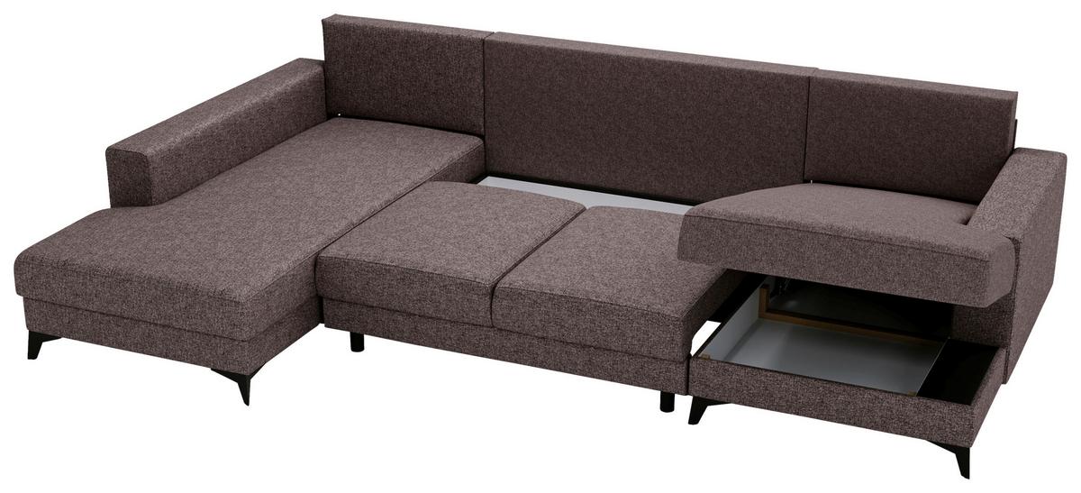 Harvey Braun U: 190x339x156 cm - Schwarz/Braun, Design, Textil (190/339/156cm) - Livetastic
