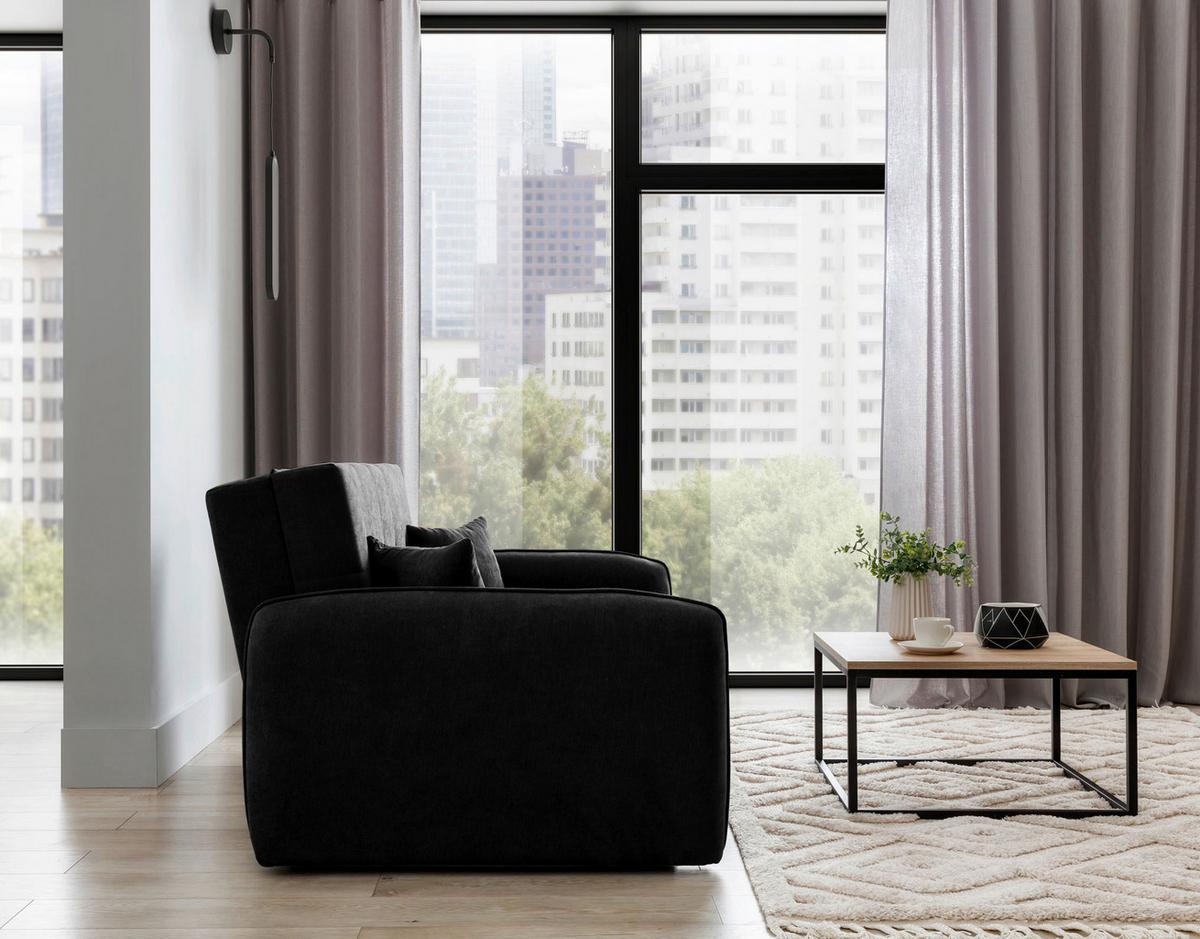 Schlafsofa Laine Schwarz, B: 155 cm - Silberfarben/Schwarz, Design, Textil (155/105/75cm) - MID.YOU