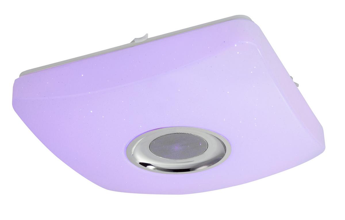 LED-Deckenleuchte Ayleen L: 36,5 cm mit Farbwechsler - Chromfarben/Weiß, Basics, Kunststoff/Metall (36,5/36,5/9cm) - Globo