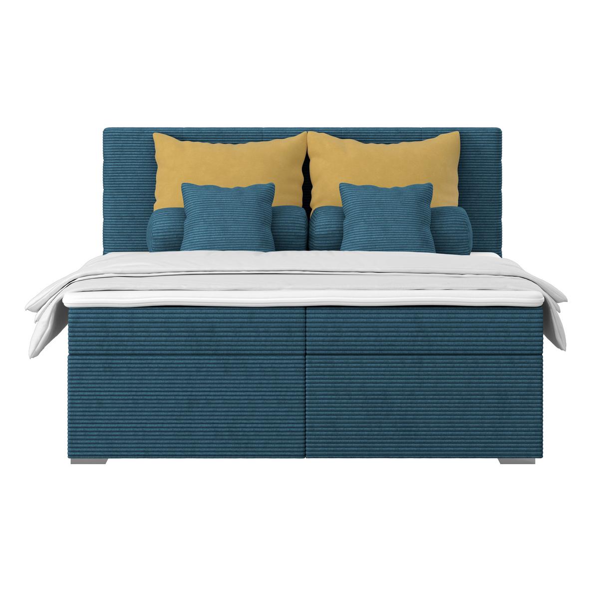 Čalúnená posteľ ADRIA 160x200 cm,modrá - modrá/chrómová, Konventionell, drevo/textil (160/200cm)