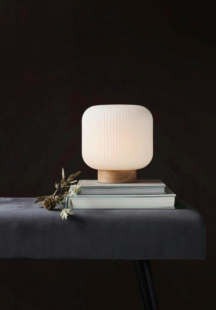 Tischleuchte Milford Weiß Eschefarben D: 20 Cm - Eschefarben/Weiß, Natur, Glas/Holz (20/20cm) - Nordlux