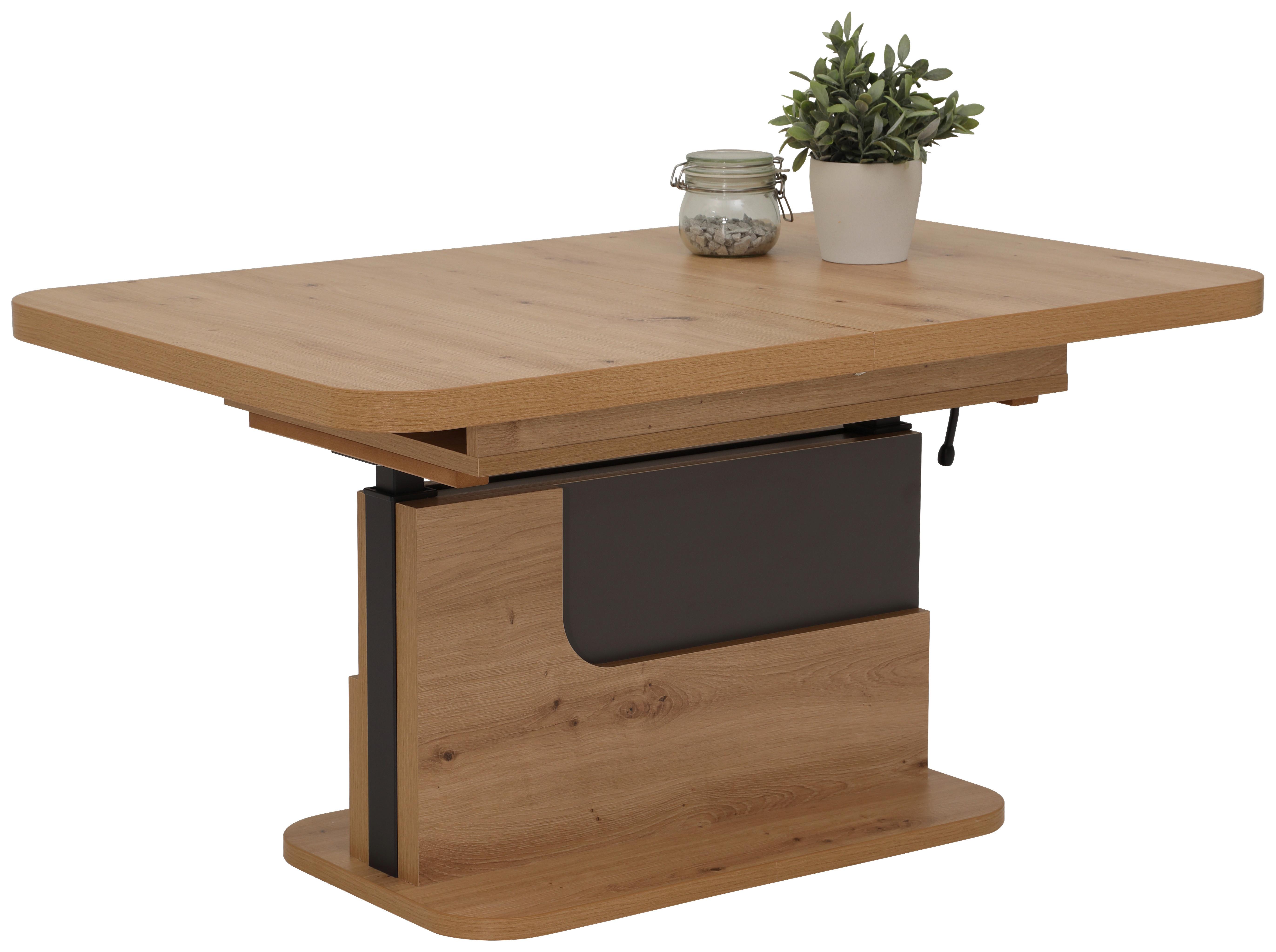 Couchtisch Höhenverstellbar + Ausziehbar Herbert Eiche Dekor - Eichefarben/Anthrazit, MODERN, Holzwerkstoff (150/70/76cm) - MID.YOU