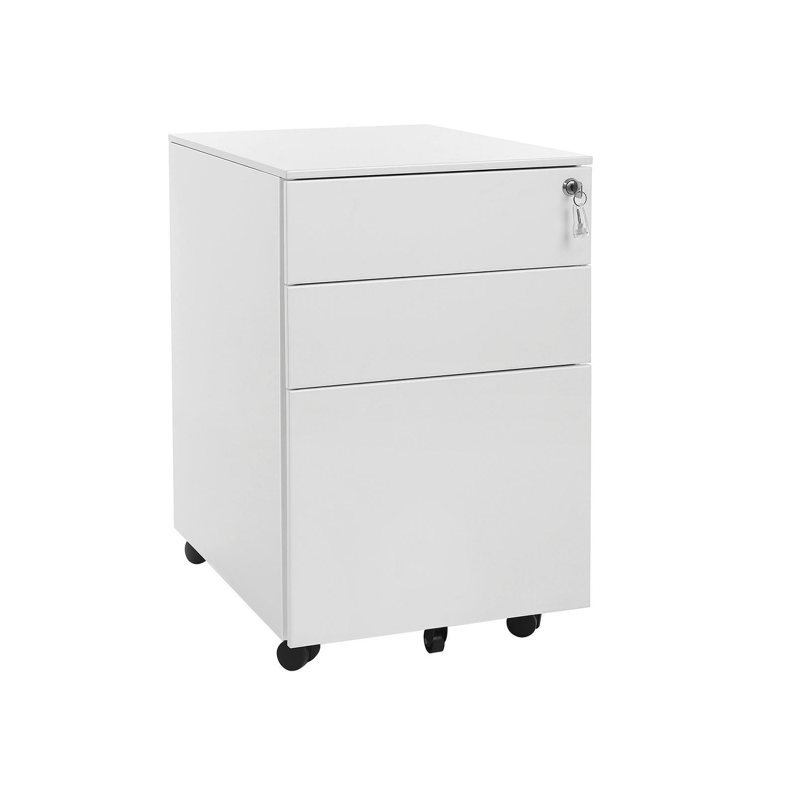 Rollcontainer Metall Weiß Abschließbar 39x60x52 Cm - Weiß, Basics, Metall (39/60/52cm) - Boxxx