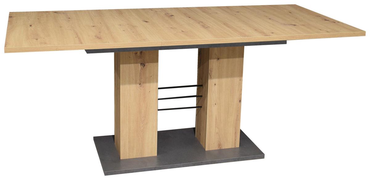Esstisch Graphitfarben/Eiche Artisan 140 cm - Graphitfarben/Eiche Artisan, MODERN, Holzwerkstoff (140/76/80cm) - Livetastic