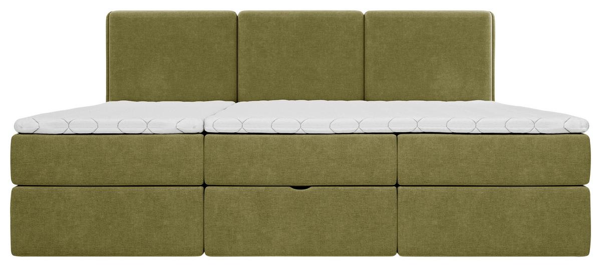 Familienbett Domino Combo Mit 3 Bettkasten, Grün 240x200 Cm - Schwarz/Grün, MODERN, Holz/Holzwerkstoff (240/200cm) - MID.YOU