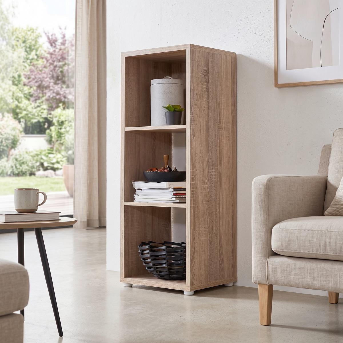 REGAL NIZZA TYP 12 - Silberfarben/Sonoma Eiche, MODERN, Holzwerkstoff (37,5/108,5/33cm) - MID.YOU