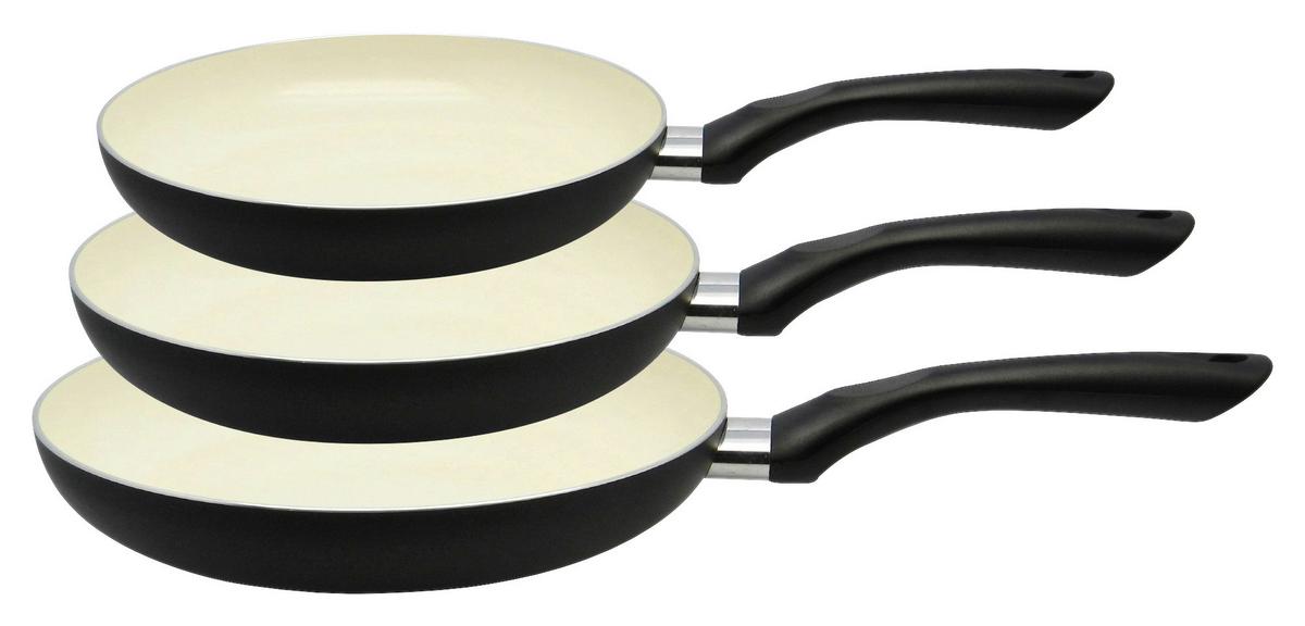 Pfannenset 3- Teilig Metall Ø 20/24/28 cm - Schwarz, Basics, Metall