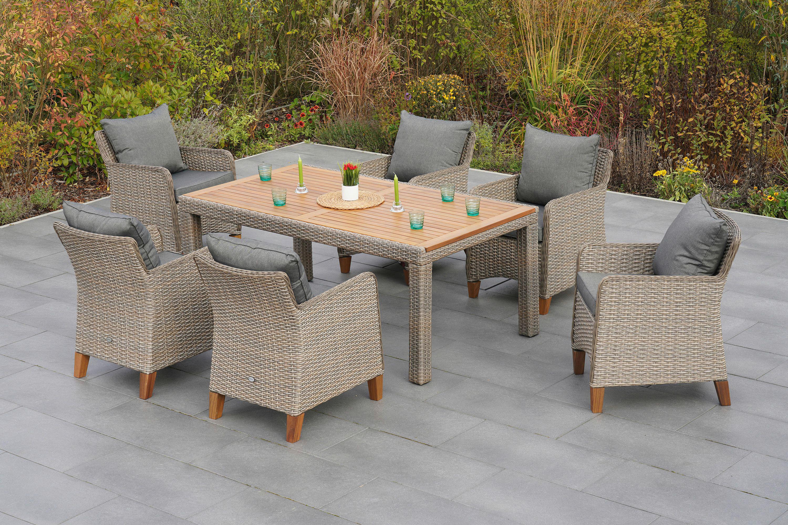 Gartentisch Akazienholz /Metall L 180 cm - Beige, MODERN, Holz/Kunststoff (180/100/74cm) - Gardenson