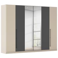 Kleiderschrank Safari mit Spiegel B: 271 cm - Champagner/Grau, KONVENTIONELL, Holzwerkstoff (271/210/54cm)
