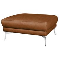 Hocker Spring Cognac Chrom, B: 96 cm - Chromfarben/Cognac, Design, Leder (96/45/80cm) - Livetastic