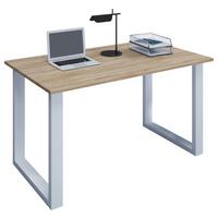 Íróasztal Lona - Sonoma tölgy/fehér, Modern, faalapú anyag/fém (140/50/76cm) - MID.YOU