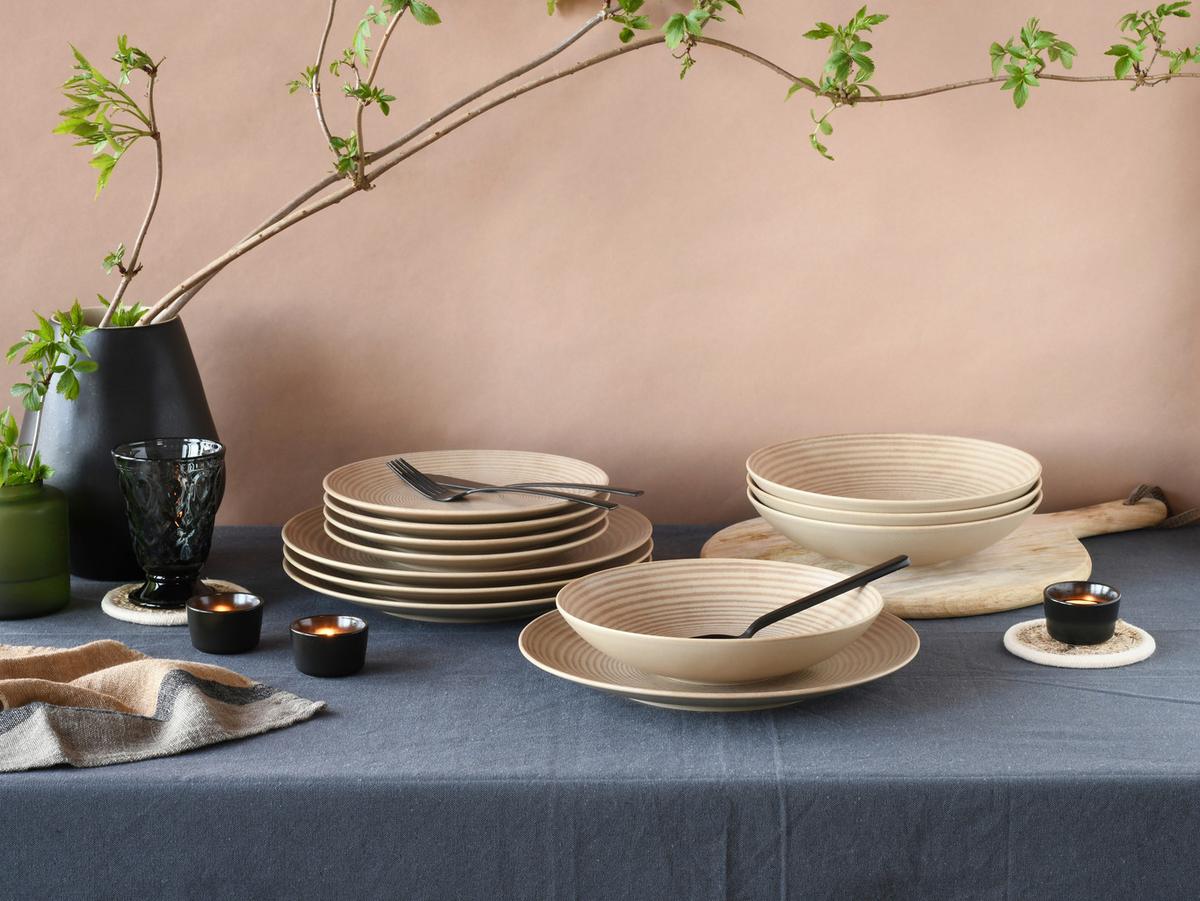 Tellerset 12 Tlg. Catania Steinzeug, Sandfarben - Design - Creatable