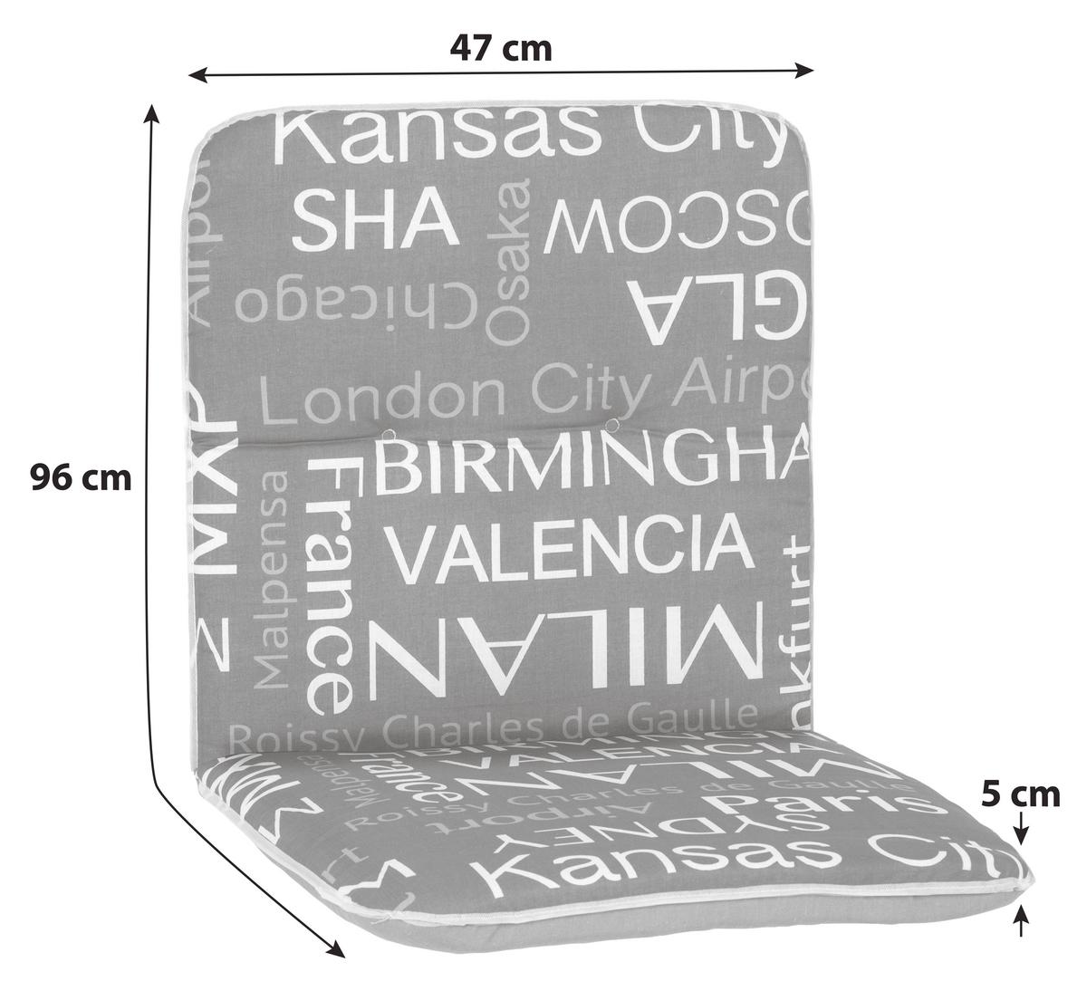 Niederlehner Wendeauflage Bali 96x47 cm Grau - Grau, Basics, Textil (96/47/5cm) - Beo