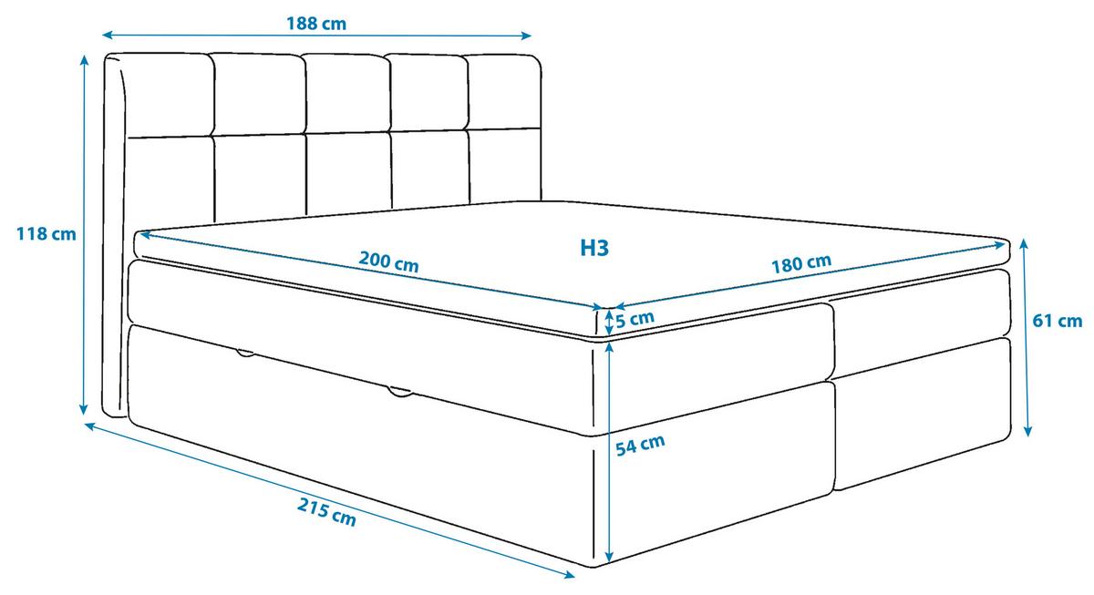 Boxspringbett 180x200 cm Lorie - Dunkelgrau/Grau, LIFESTYLE, Holz/Holzwerkstoff (180/200cm) - Livetastic