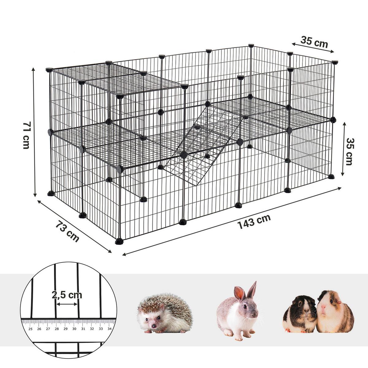 Heimtiergehege Schwarz B: 143 Cm - Schwarz, Basics, Kunststoff/Metall (143/71/73cm)