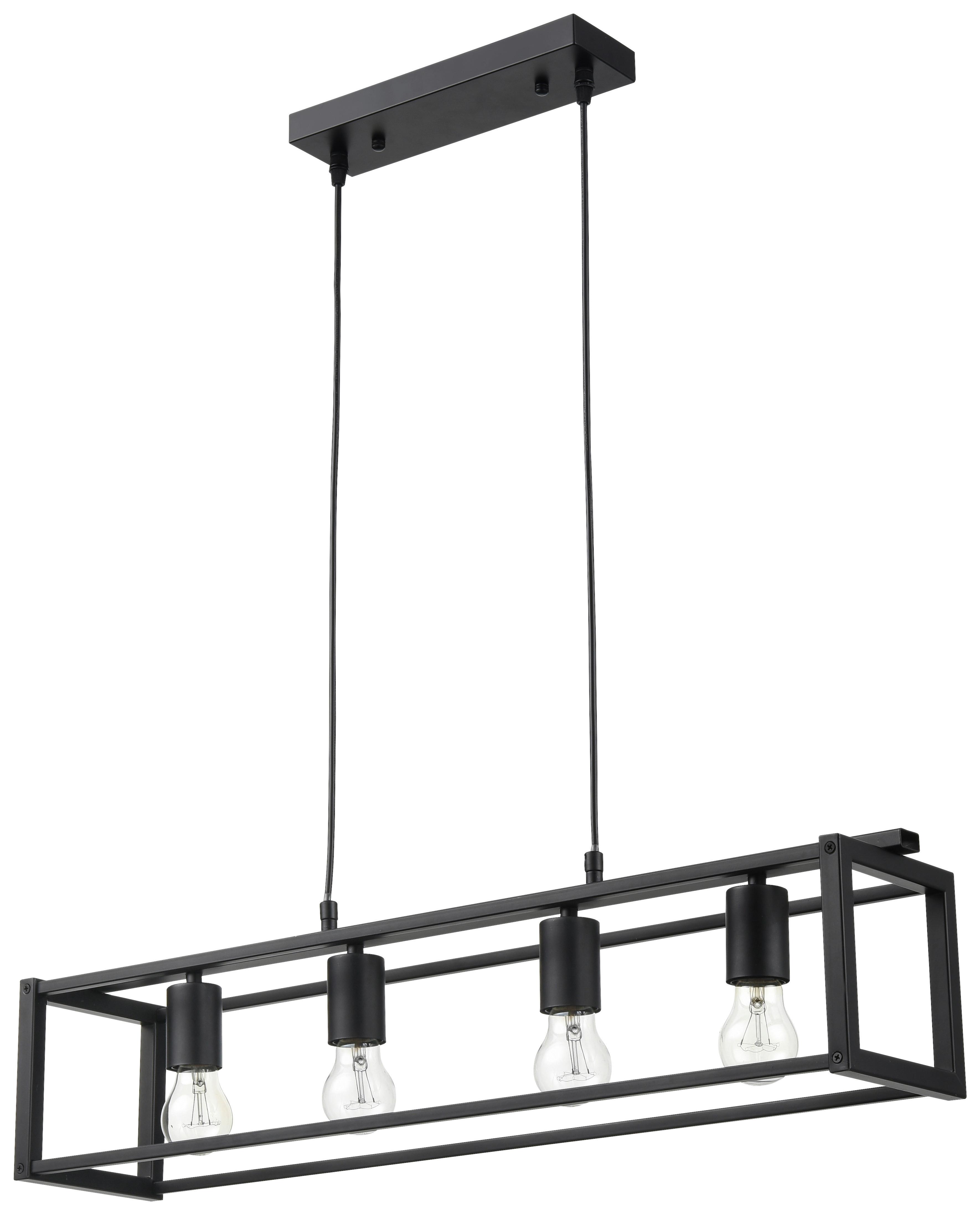 Hängeleuchte Hira H: 15 Cm 4-Flammig - Schwarz, MODERN, Kunststoff/Metall (75/18/15cm) - Luca Bessoni