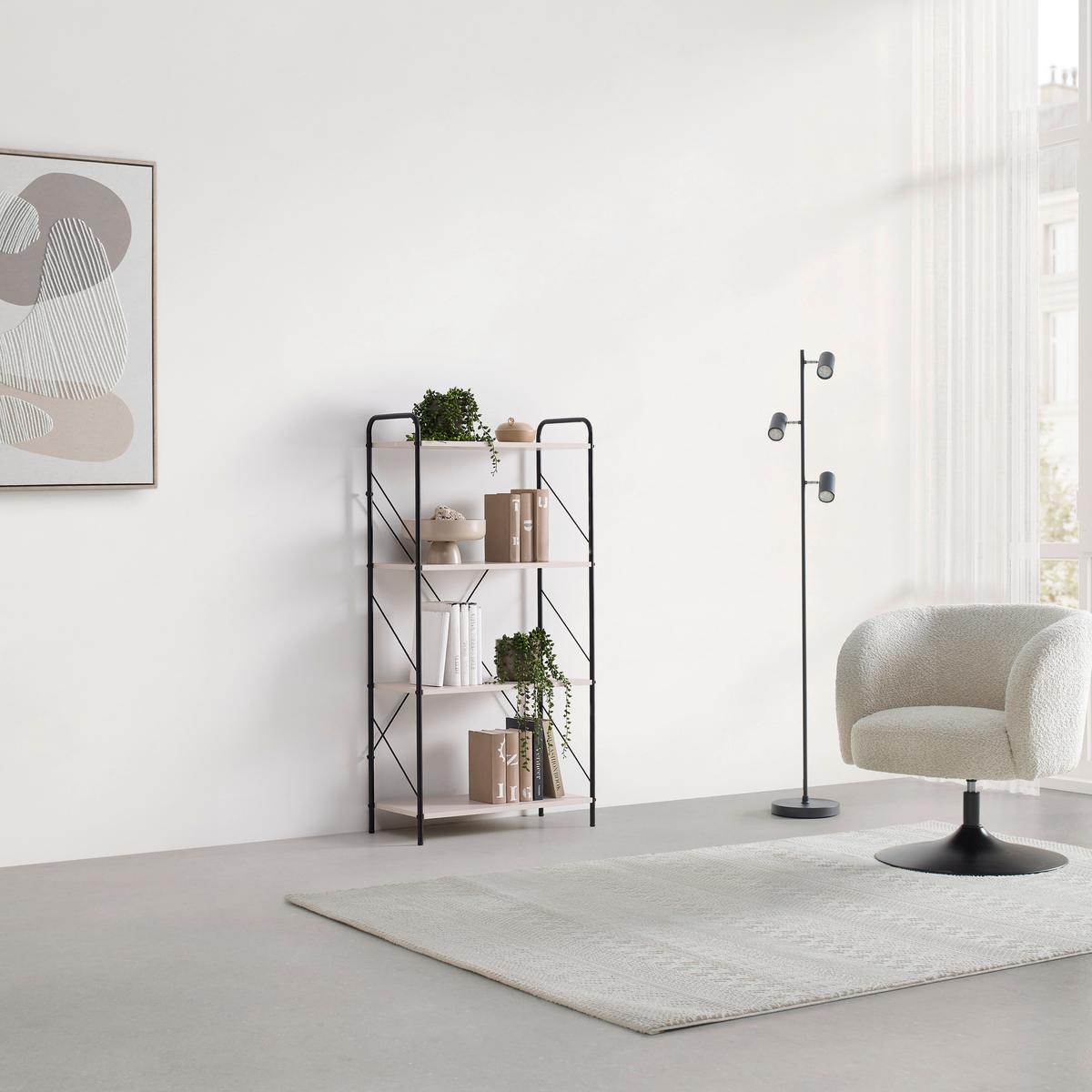 REGÁL TOM -EXKLUSIV- - čierna/kašmírová, Modern, kov/kompozitné drevo (63.2/125/30cm) - Mömax