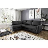 Ecksofa Compact Schwarz B: 168x227 cm - Buchefarben/Schwarz, Design, Leder/Textil (168/227cm) - Livetastic