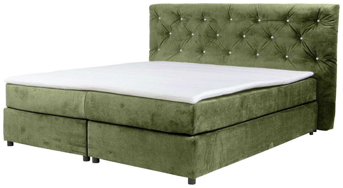Boxspringbett Castle Grün Lxf: ca. 160x200 cm - Schwarz/Grün, Holzwerkstoff/Textil (160/200cm) - MID.YOU