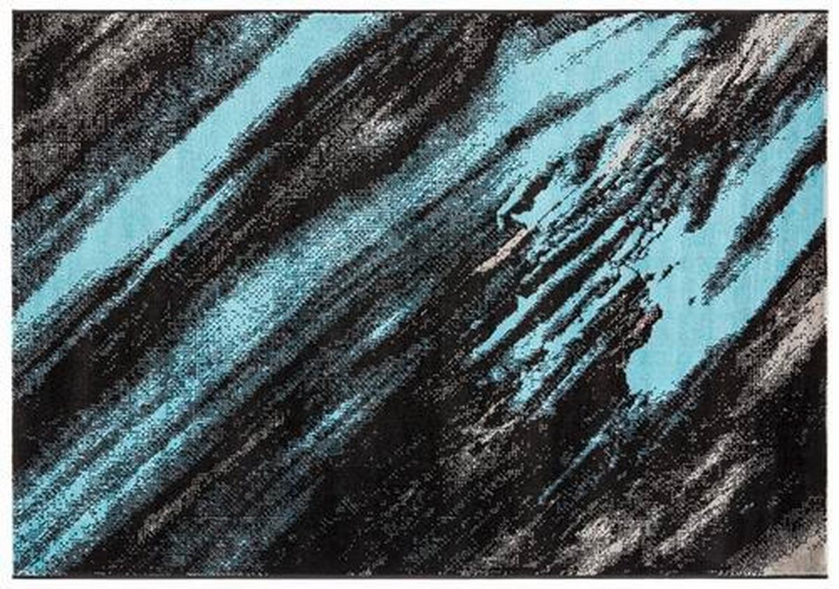 Webteppich Blau/Schwarz/Beige 120x170 cm - Blau/Beige, Basics, Textil (120/170cm) - James Wood