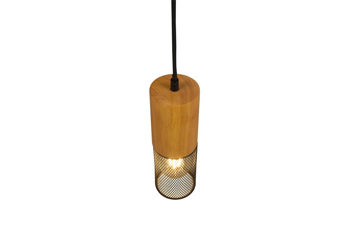 Hängeleuchte Duoline H: 180 cm 1-Flammig mit Holz - Schwarz, Natur, Holz/Metall (8,0/180cm) - Trio Leuchten