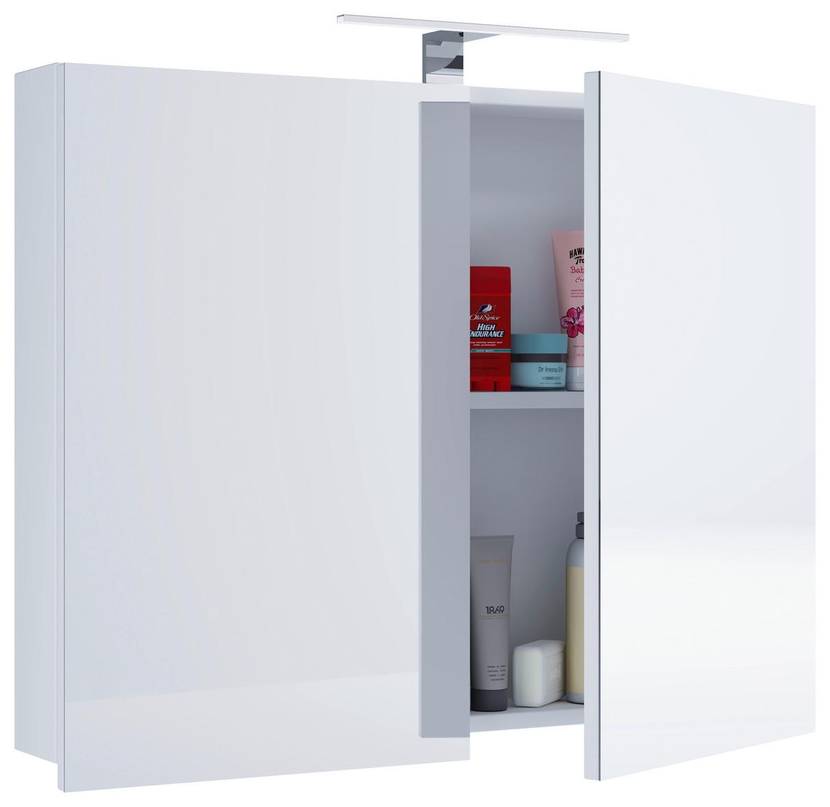 Spiegelschrank Badinos mit Led Weiß BxHxT: ca. 80x59,2x12 cm - Weiß, MODERN, Glas/Holzwerkstoff (80/59,2/12cm) - MID.YOU