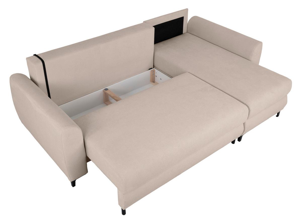 Ecksofa Moli, Beige S: 236 cm - Beige/Schwarz, Design, Textil (236/148cm) - MID.YOU