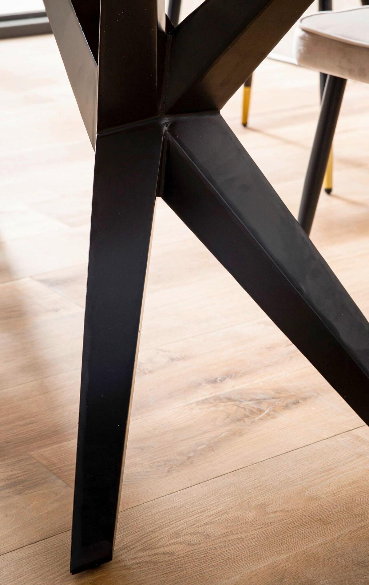 Schreibtisch Akaziefarben L: 180cm - Schwarz/Akaziefarben, Design, Holz/Metall (180/90/76cm) - Livetastic