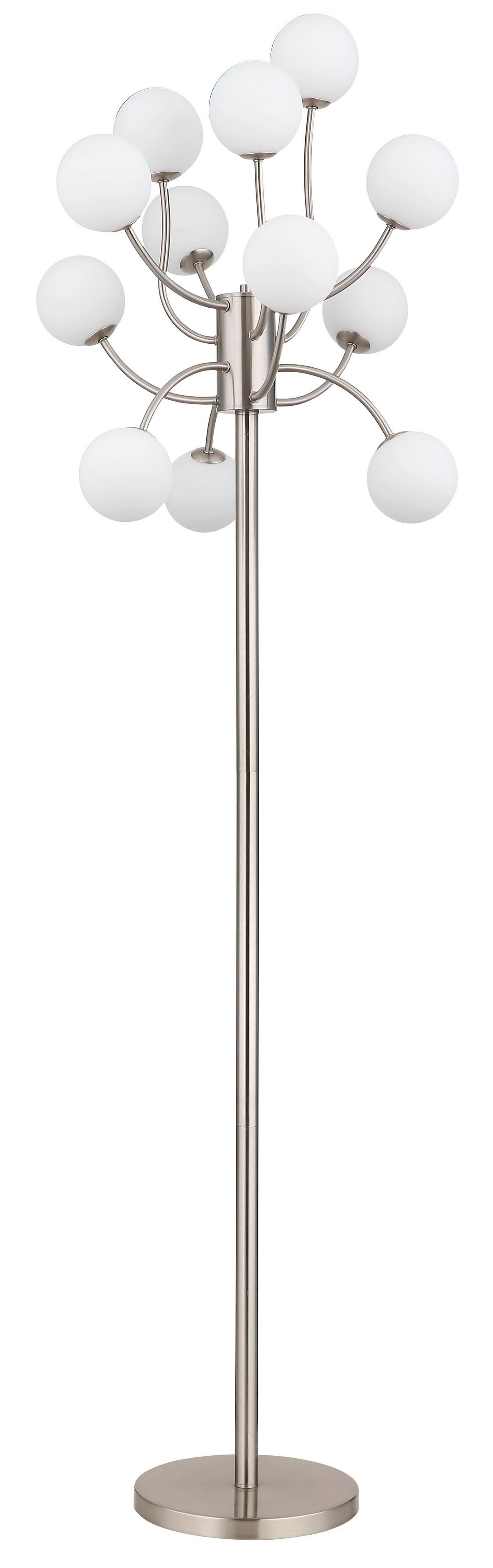 Led-stehleuchte Calvin - Opal/Nickelfarben, Basics, Glas/Metall (62/200cm)