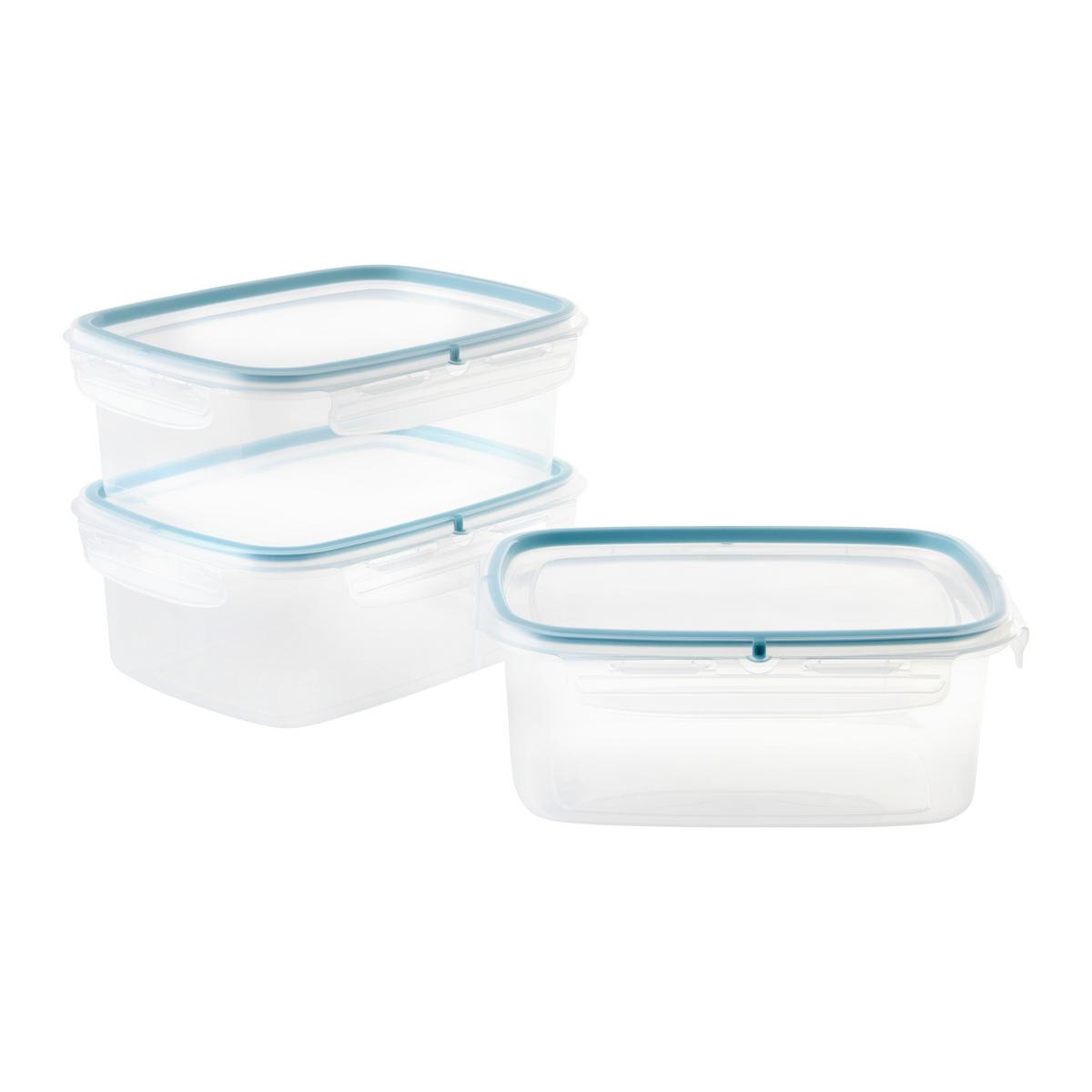 Sada dóz na potraviny objem 1,8L - priehľadné/pastelová modrá, Konventionell, plast (22,5/17,7/13cm) - Mömax