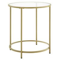 Beistelltisch mit Glasplatte Goldfarben - Goldfarben, Trend, Glas/Metall (50/50/55cm) - Boxxx
